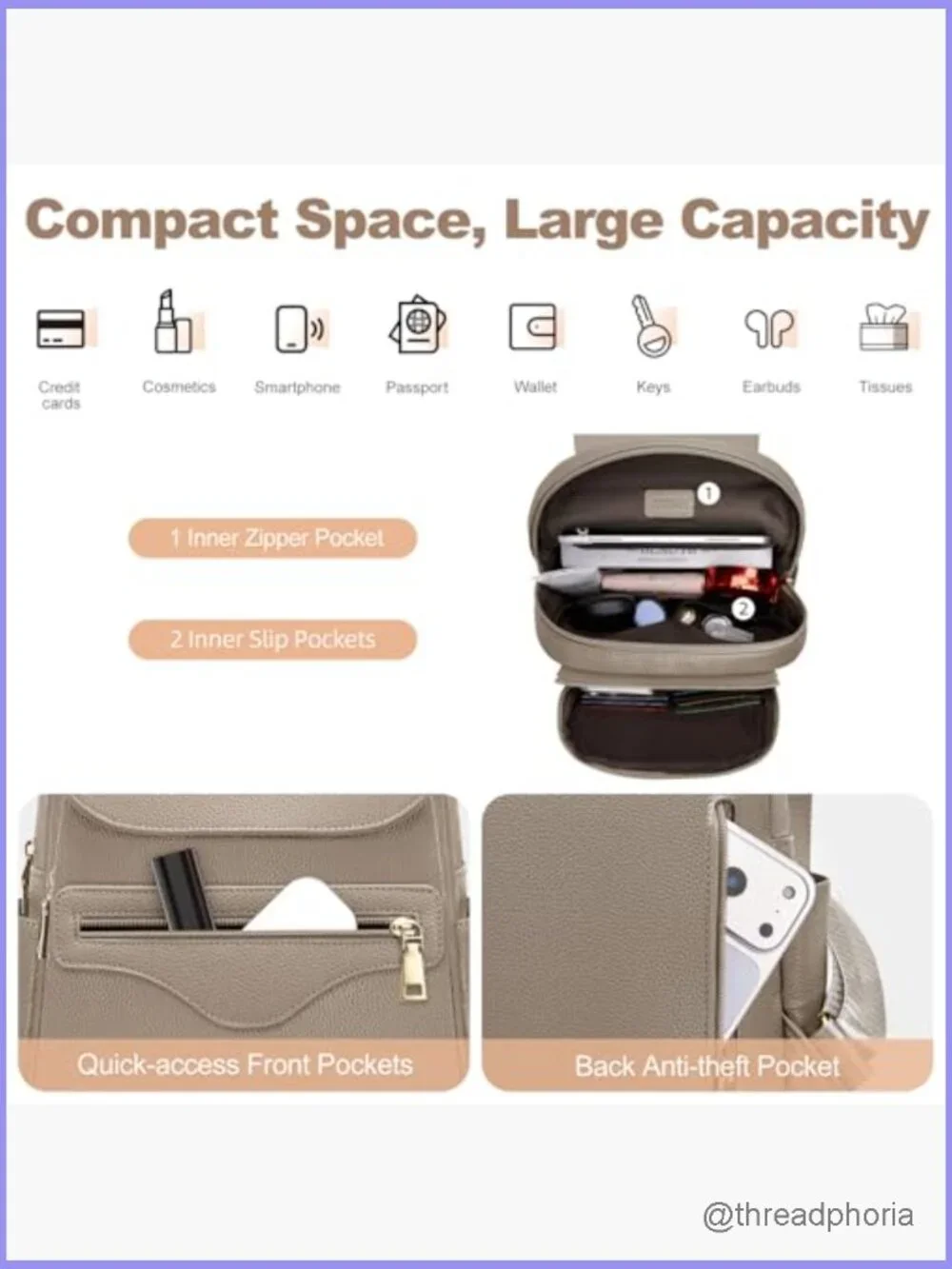 Women's Mini Backpack Purse with RFID Wallet & Tablet Sleeve